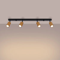 Plafondlamp Tube 4 – Zwart & Koper & Staal