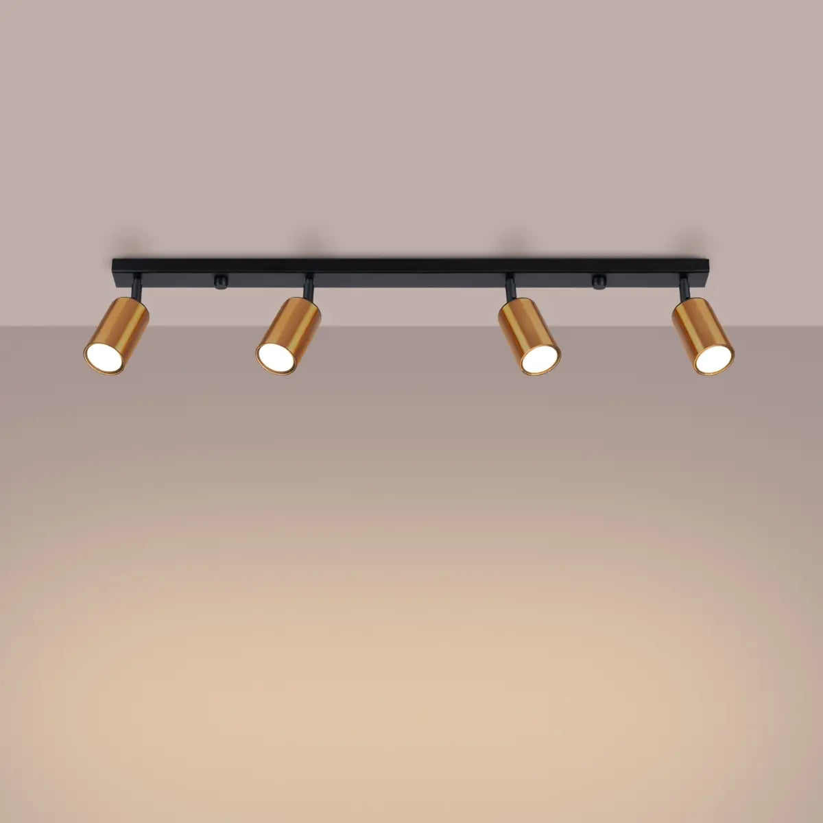 Plafondlamp Tube 4 – Zwart & Koper & Staal