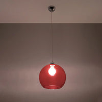 Hanglamp Globe – Rood Glas & Staal