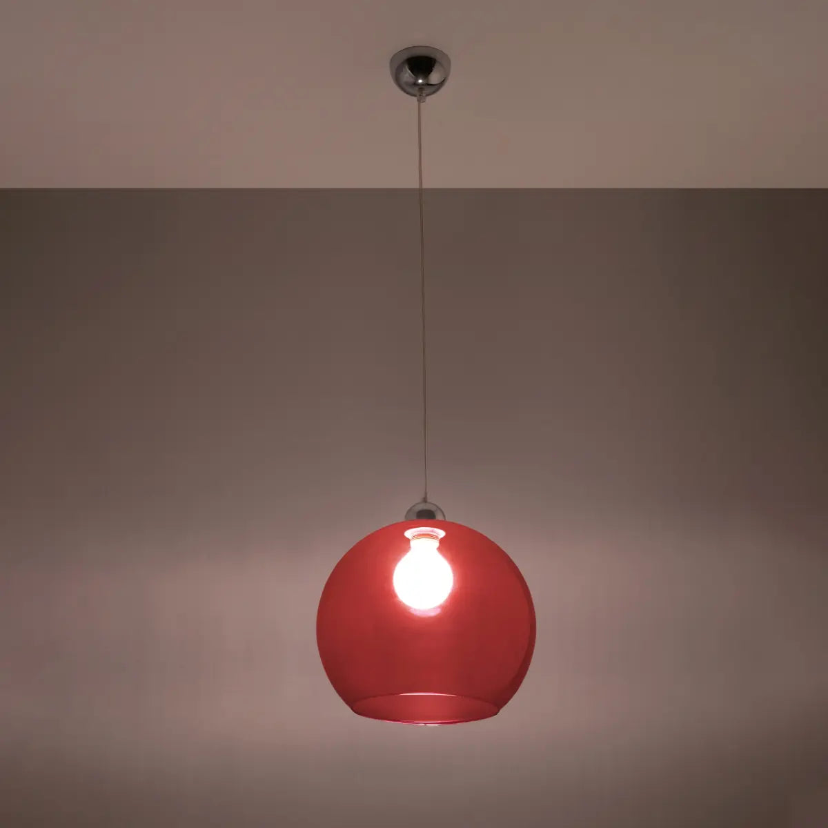 Hanglamp Globe – Rood Glas & Staal