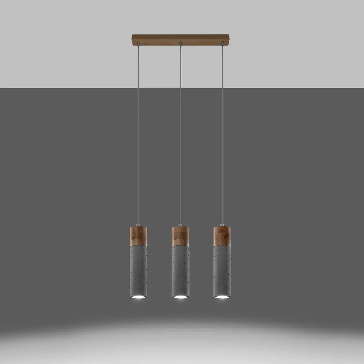 Hanglamp Tube Beton Wood 3 – Grijs Beton & Hout