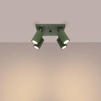Plafondlamp Japandi 4S – Olijfgroen & Aluminium