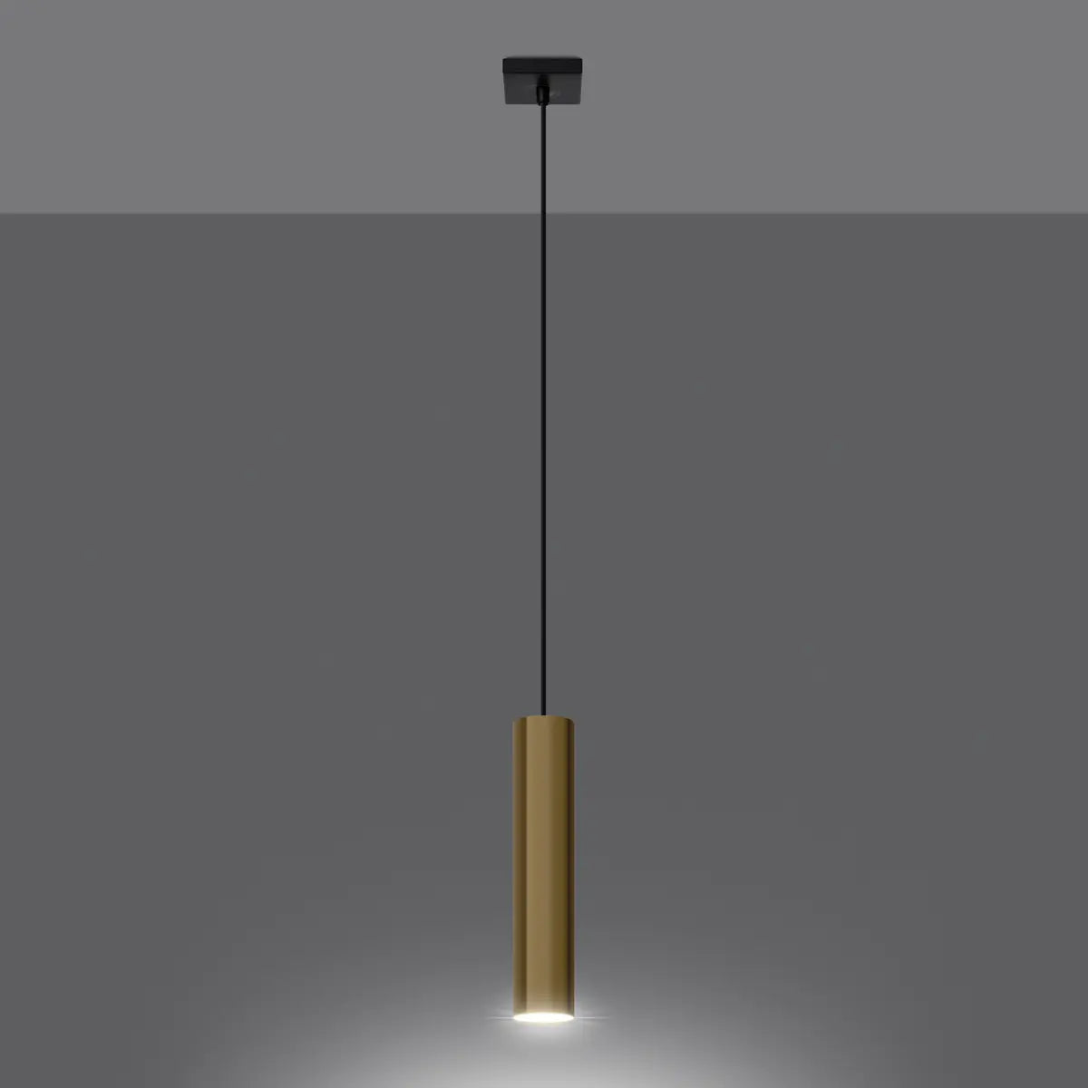 Pendelleuchte Tube 1 – Gold & Stahl