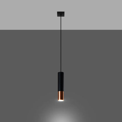 Pendelleuchte Tube 1 – Schwarz & Kupfer & Stahl