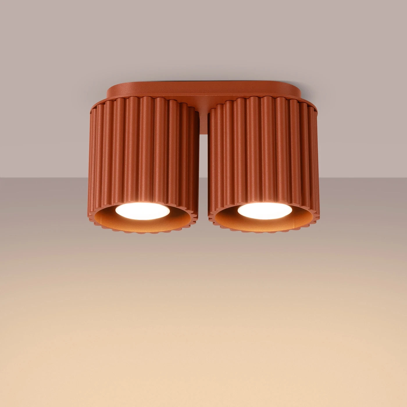 Deckenstrahler Japandi Double – Oxid Rot & Aluminium