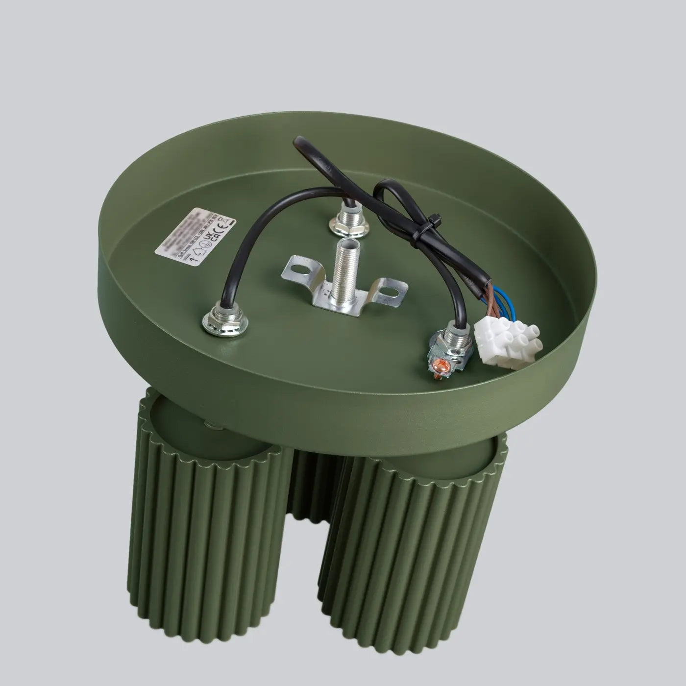 Plafondlamp Japandi 3P – Olijfgroen & Aluminium