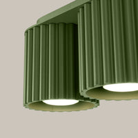 Deckenstrahler Japandi Double – Grün Olive & Aluminium