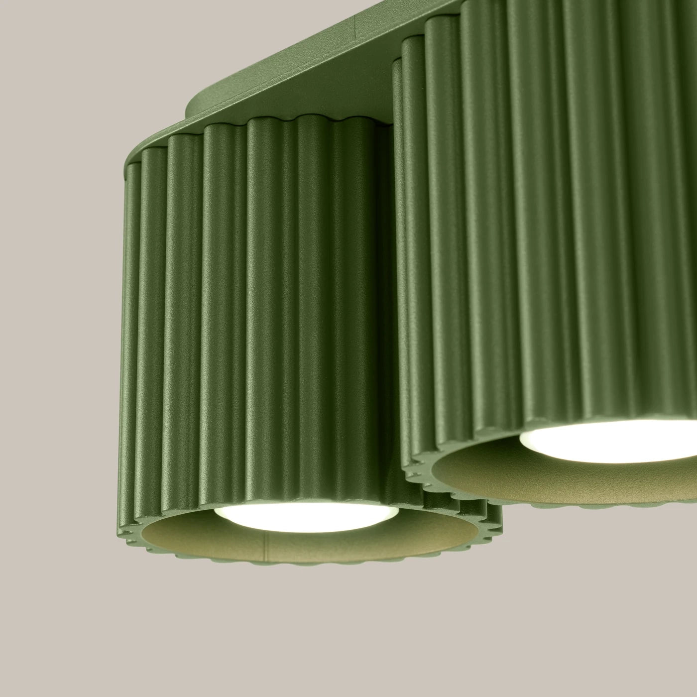 Deckenstrahler Japandi Double – Grün Olive & Aluminium