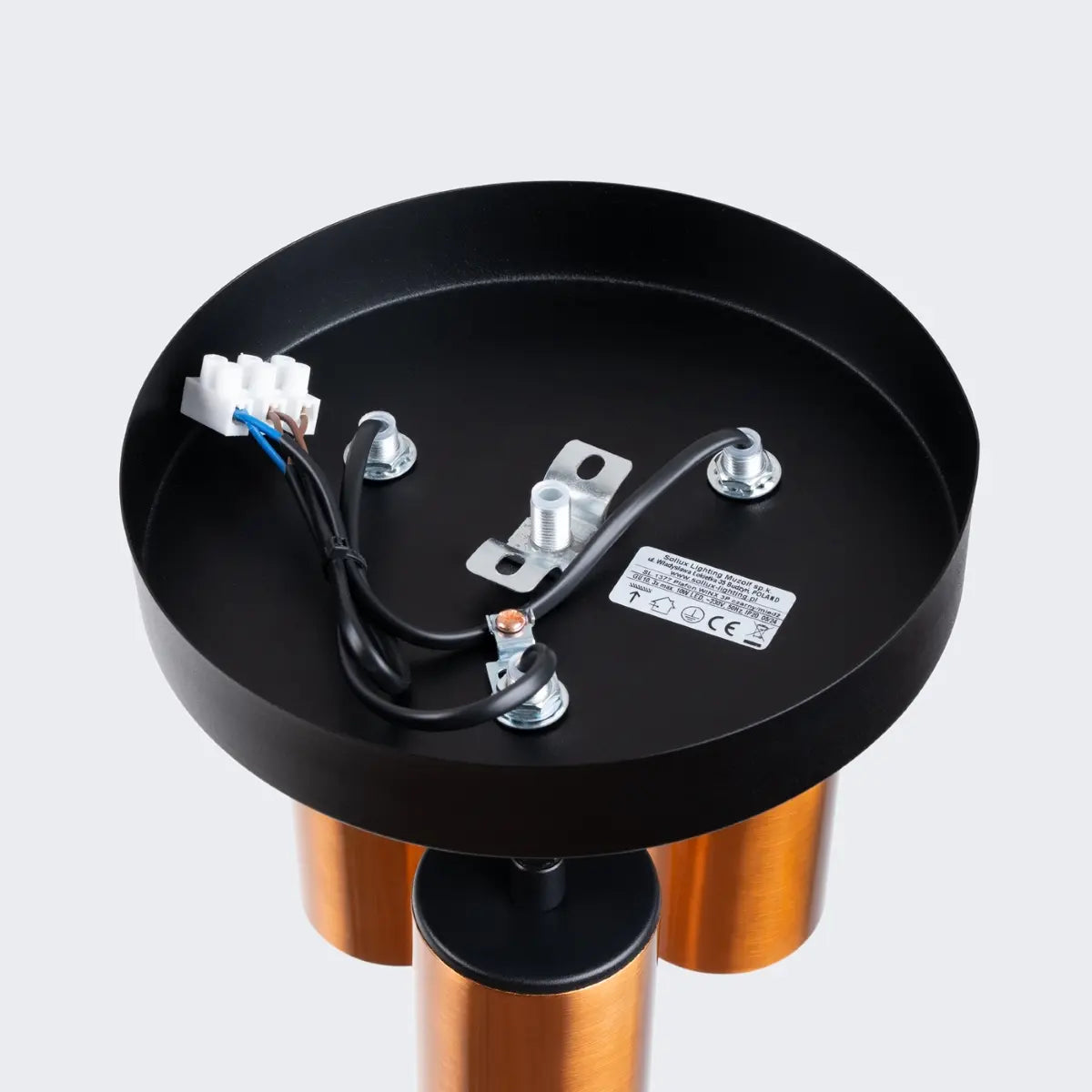 Plafondlamp Tube 3R – Zwart & Koper & Staal