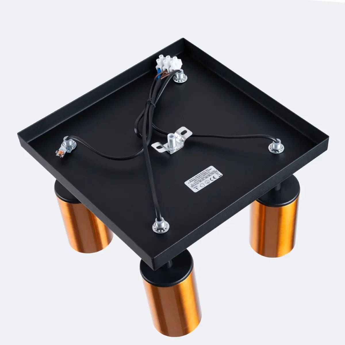 Plafondlamp Tube 4S – Zwart & Koper & Staal
