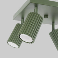 Plafondlamp Japandi 4S – Olijfgroen & Aluminium