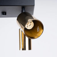 Plafondlamp Tube 4S – Zwart & Goud & Staal