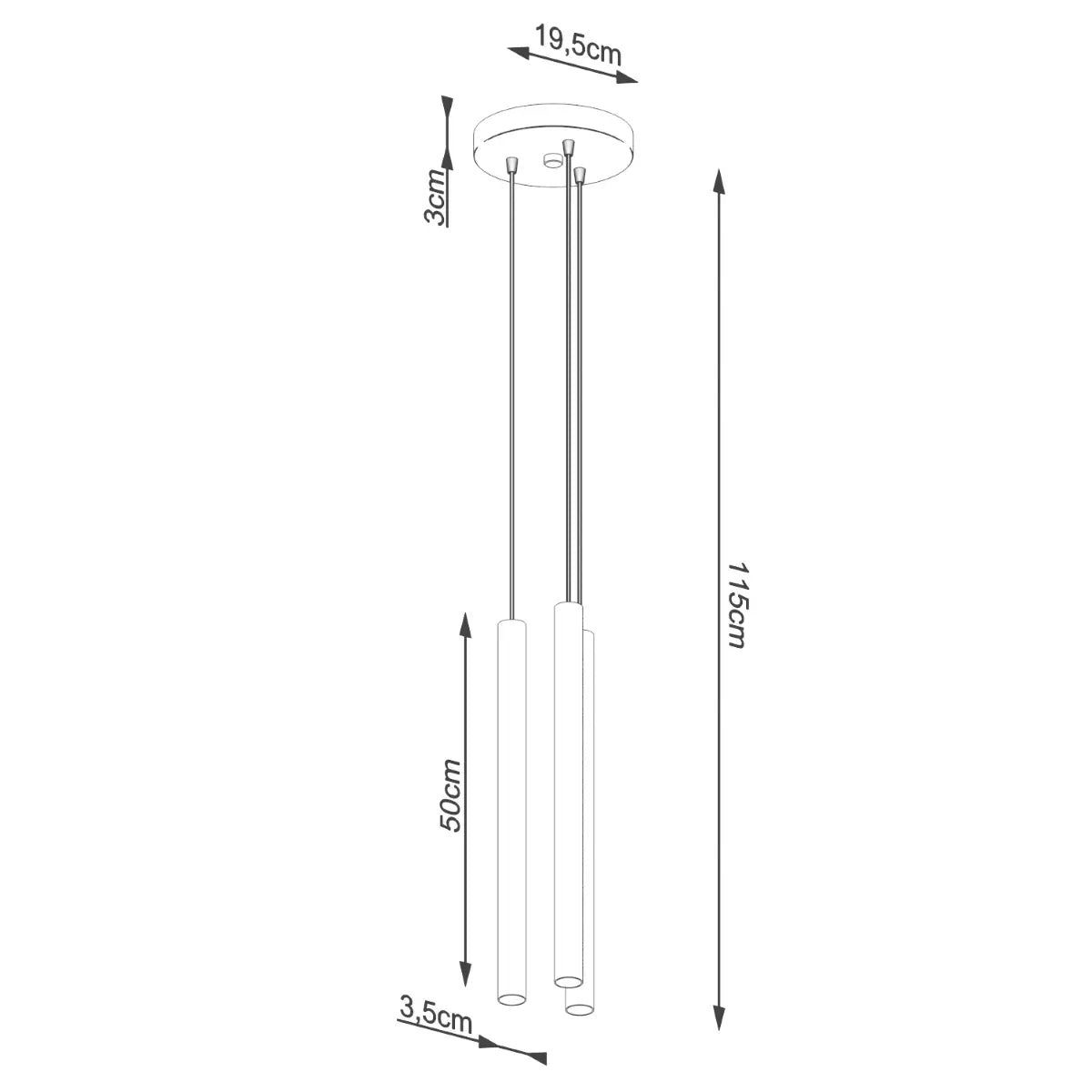 Hanglamp Slim Tube 3P – Grijs Beton
