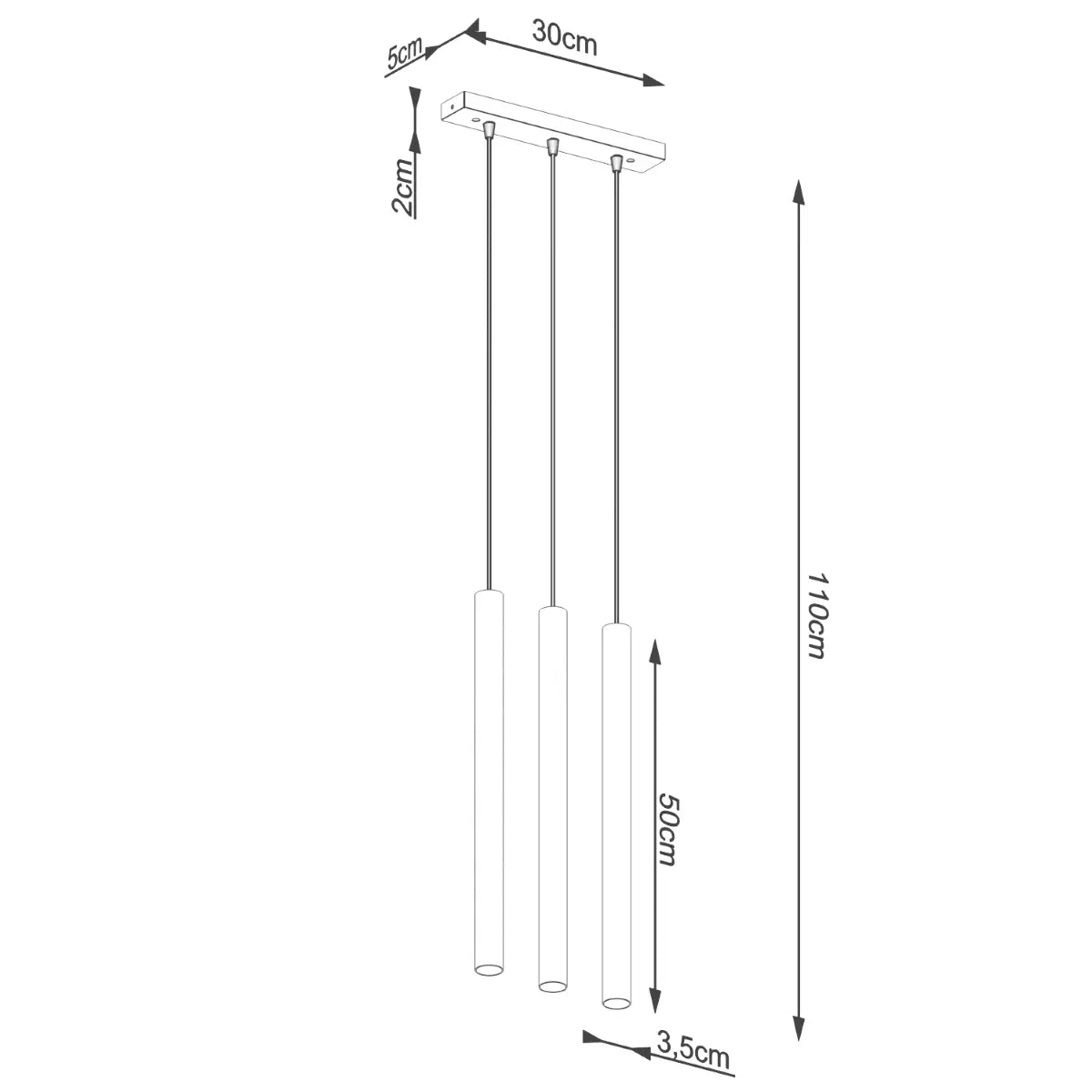 Hanglamp Slim Tube 3 – Grijs Beton