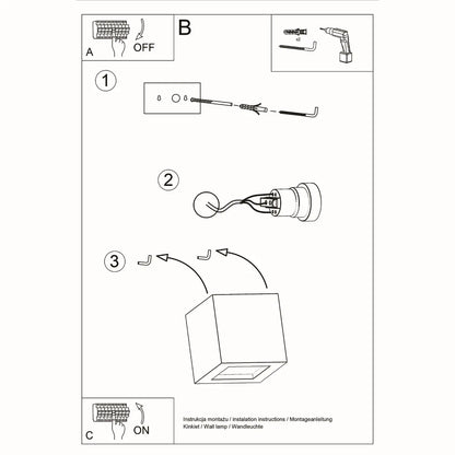 Wandlamp Square 1 – Zwart & Keramiek & Glas