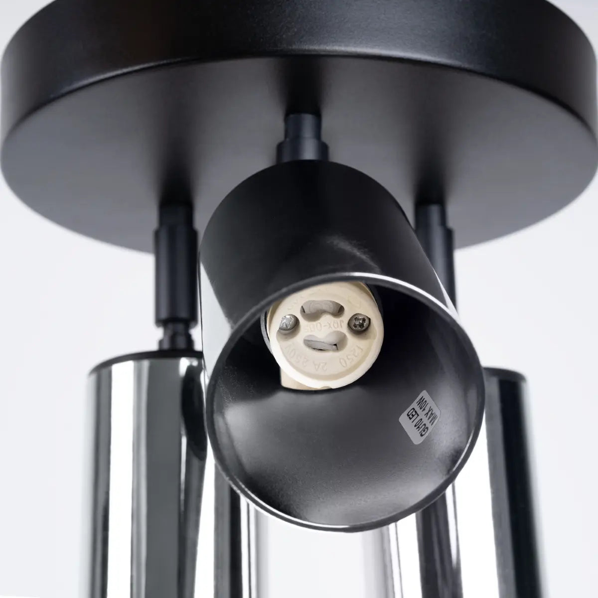Plafondlamp Tube 3R – Zwart & Chroom & Staal