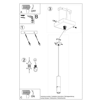 Pendelleuchte Tube 1 – Schwarz & Gold & Stahl