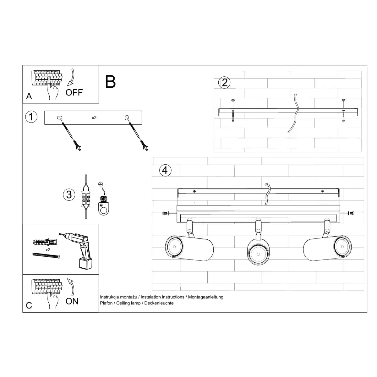 Plafondlamp Rondo Spot 3 – Wit & Staal