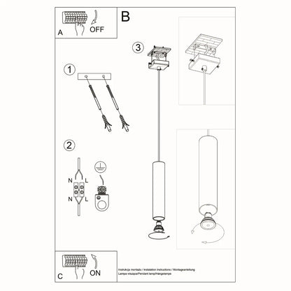Pendelleuchte Tube White 1 – Weiß & Stahl