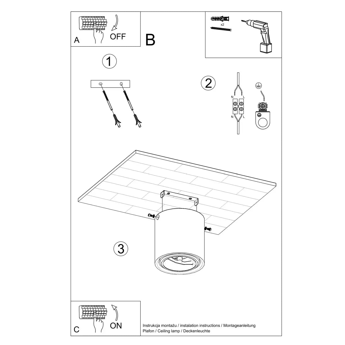 Plafondlamp Rondo 2 – Grijs Beton