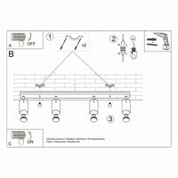 Deckenstrahler Rondo 4L – Weiß & Stahl