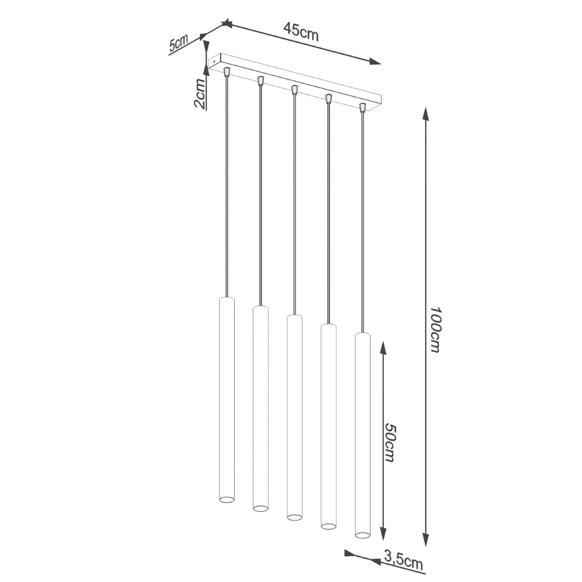 Hanglamp Slim Tube 5 – Grijs & Beton