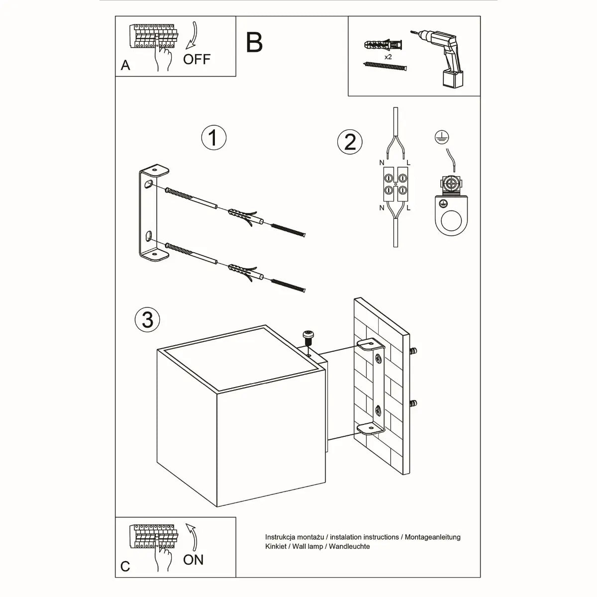 Wandlamp Square 1 – Grijs Beton