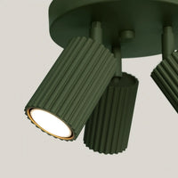 Plafondlamp Japandi 3P – Olijfgroen & Aluminium