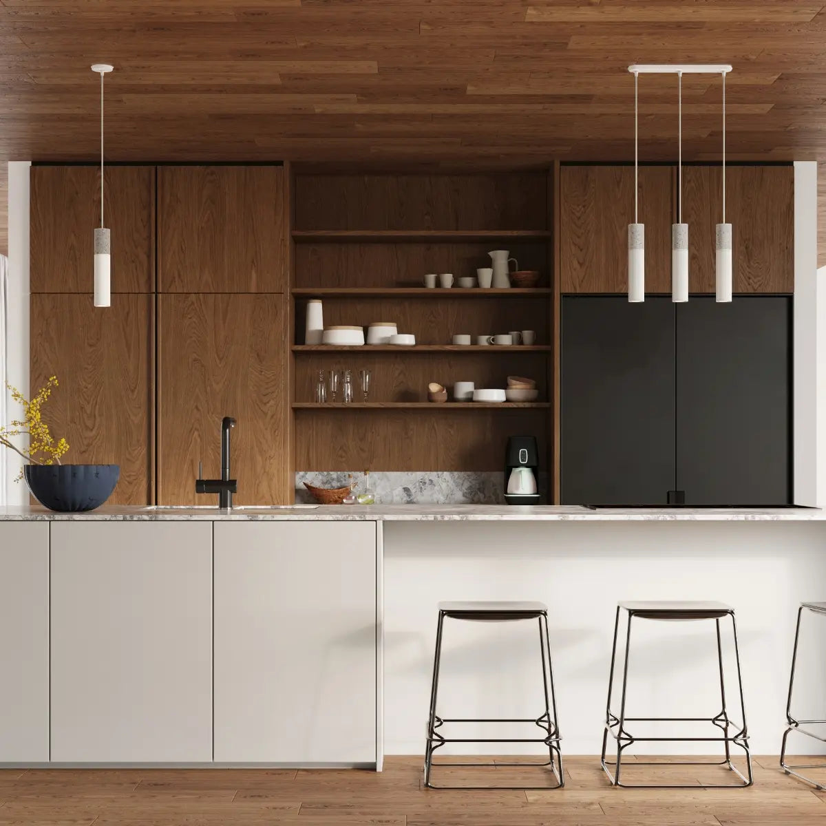 Hanglamp Tube Beton White – Wit & Grijs Beton