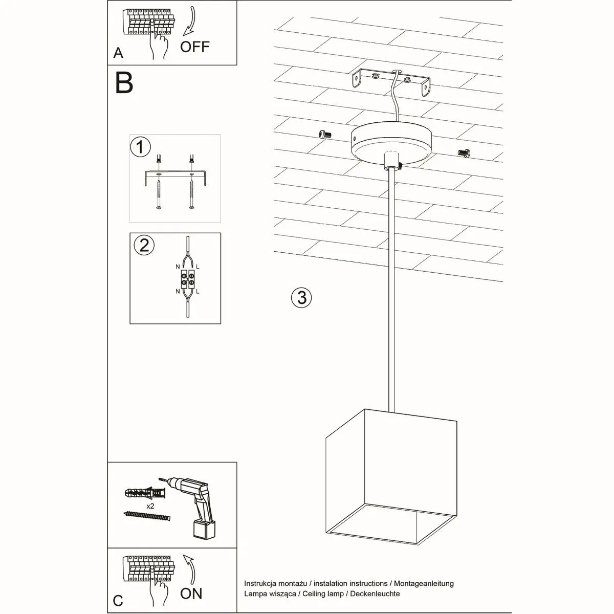 Pendelleuchte Square 1 – Grau & Aluminium