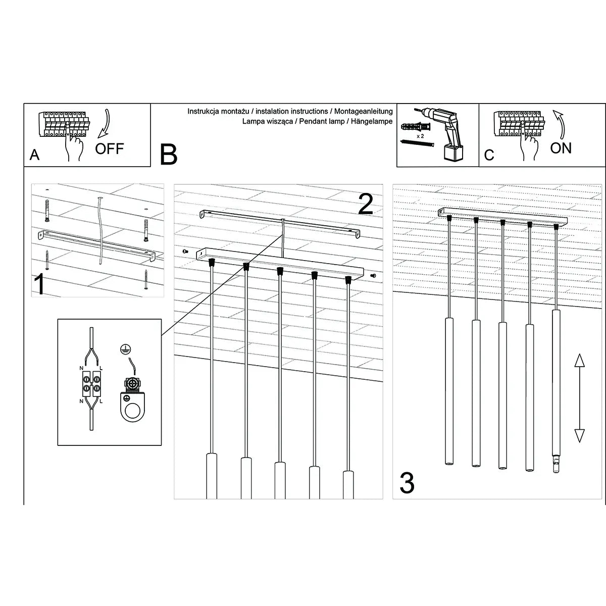 Hanglamp Slim Tube 5 – Grijs & Beton