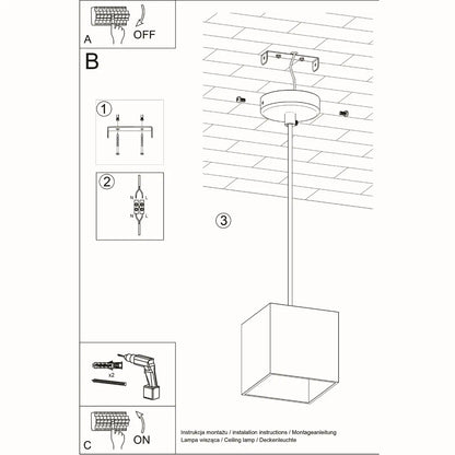 Pendelleuchte Square 1 – Weiß & Aluminium
