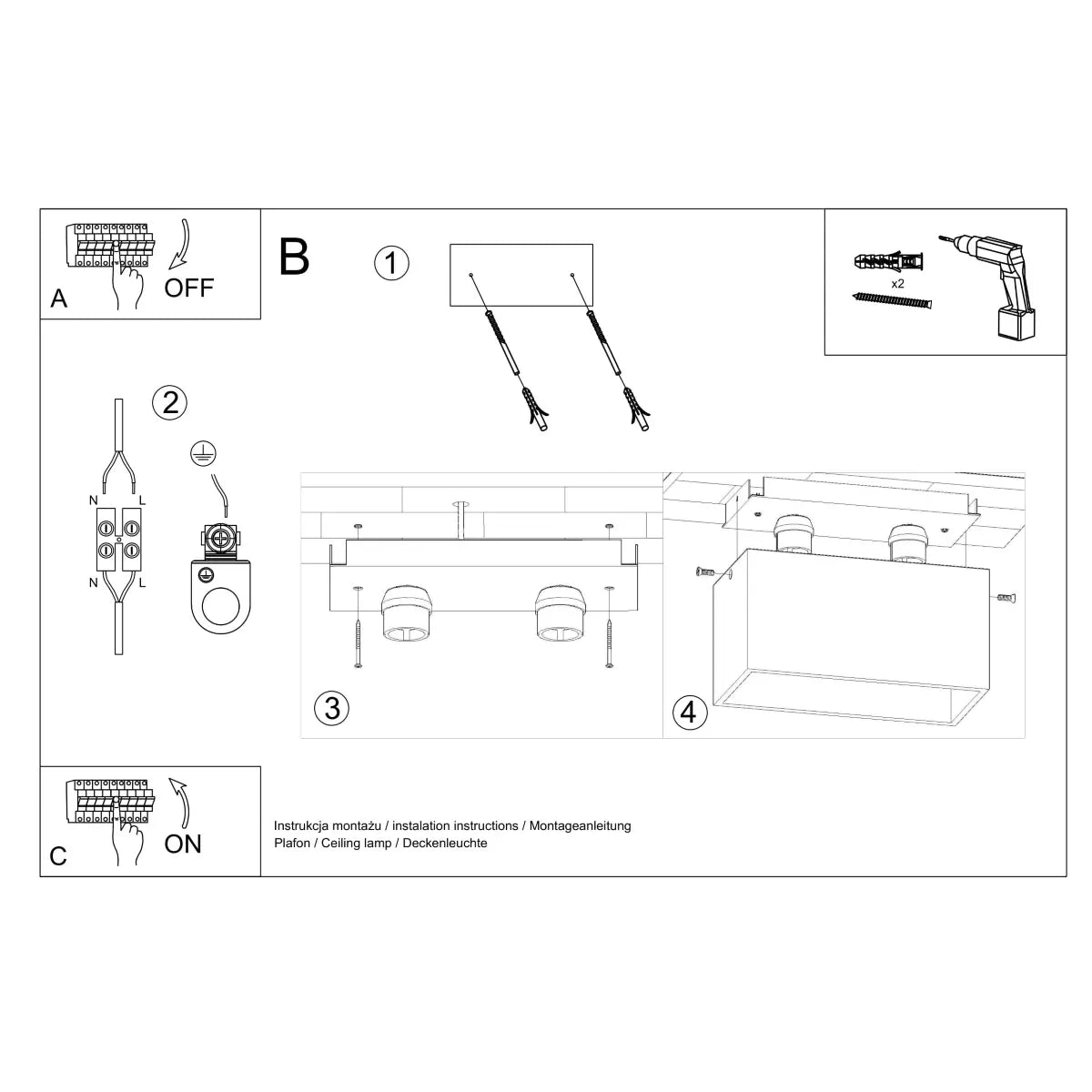Deckenleuchte Square Box – Weiß & Aluminium