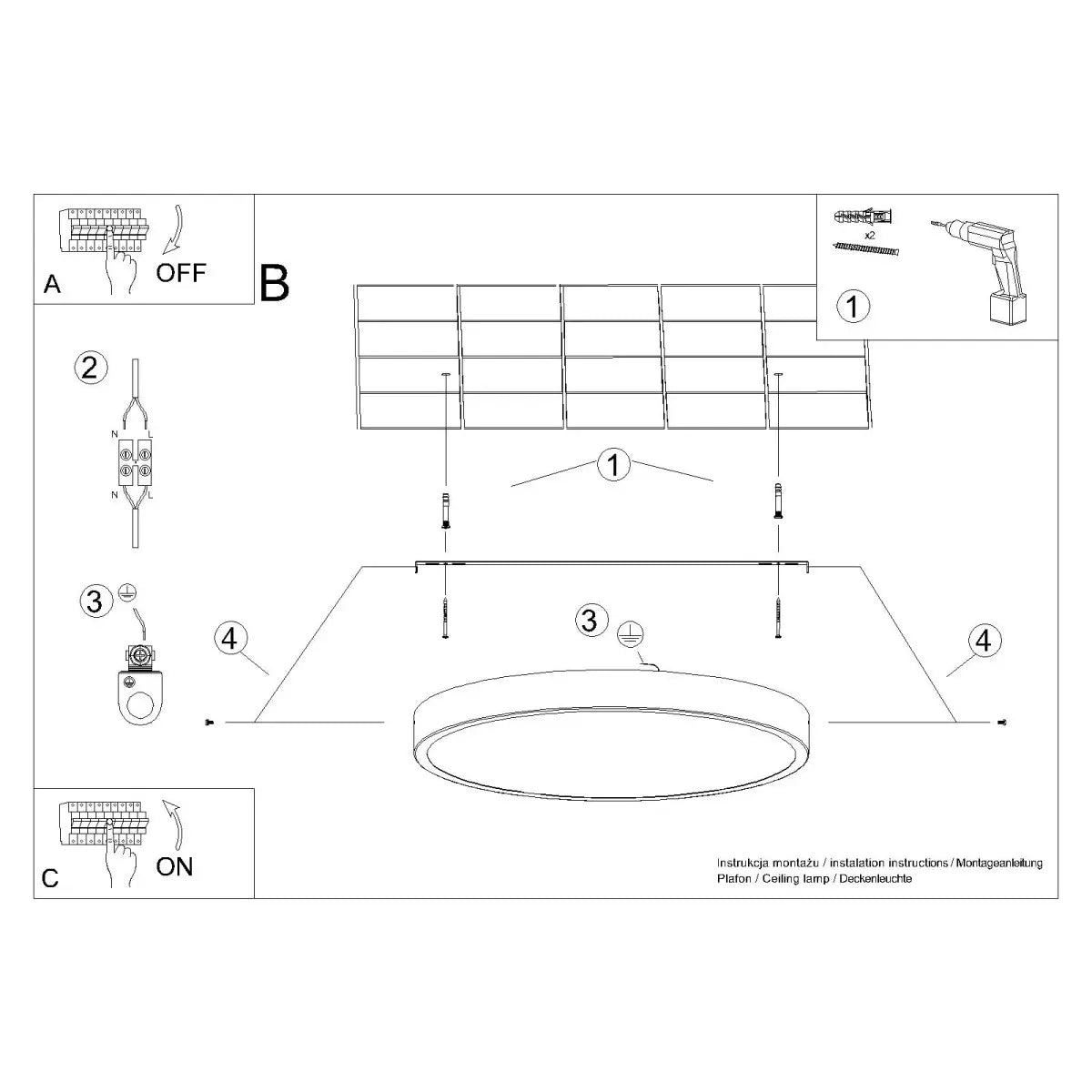 Deckenleuchte Ufo Thin 30 – Schwarz & Aluminium