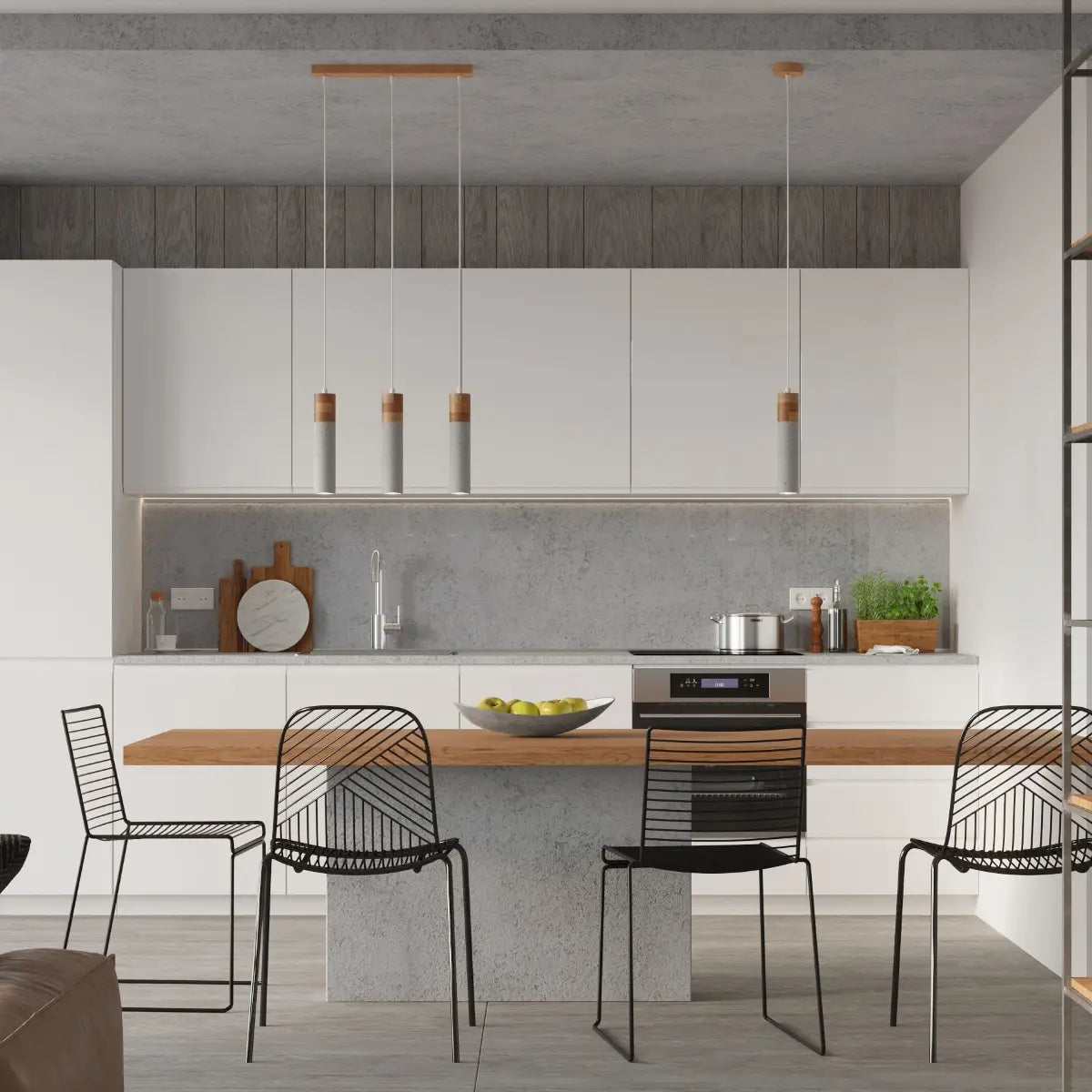 Hanglamp Tube Beton Wood 2 – Grijs Beton & Hout