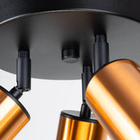 Plafondlamp Tube 3R – Zwart & Koper & Staal
