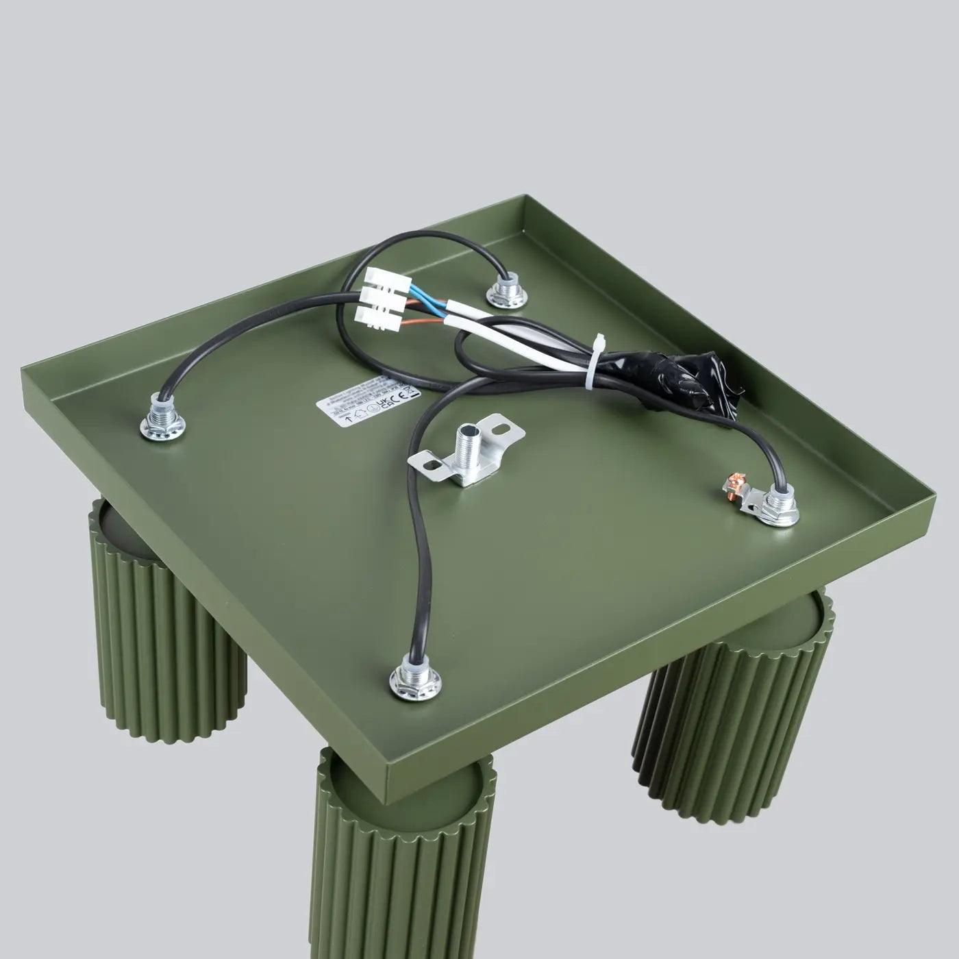Plafondlamp Japandi 4S – Olijfgroen & Aluminium