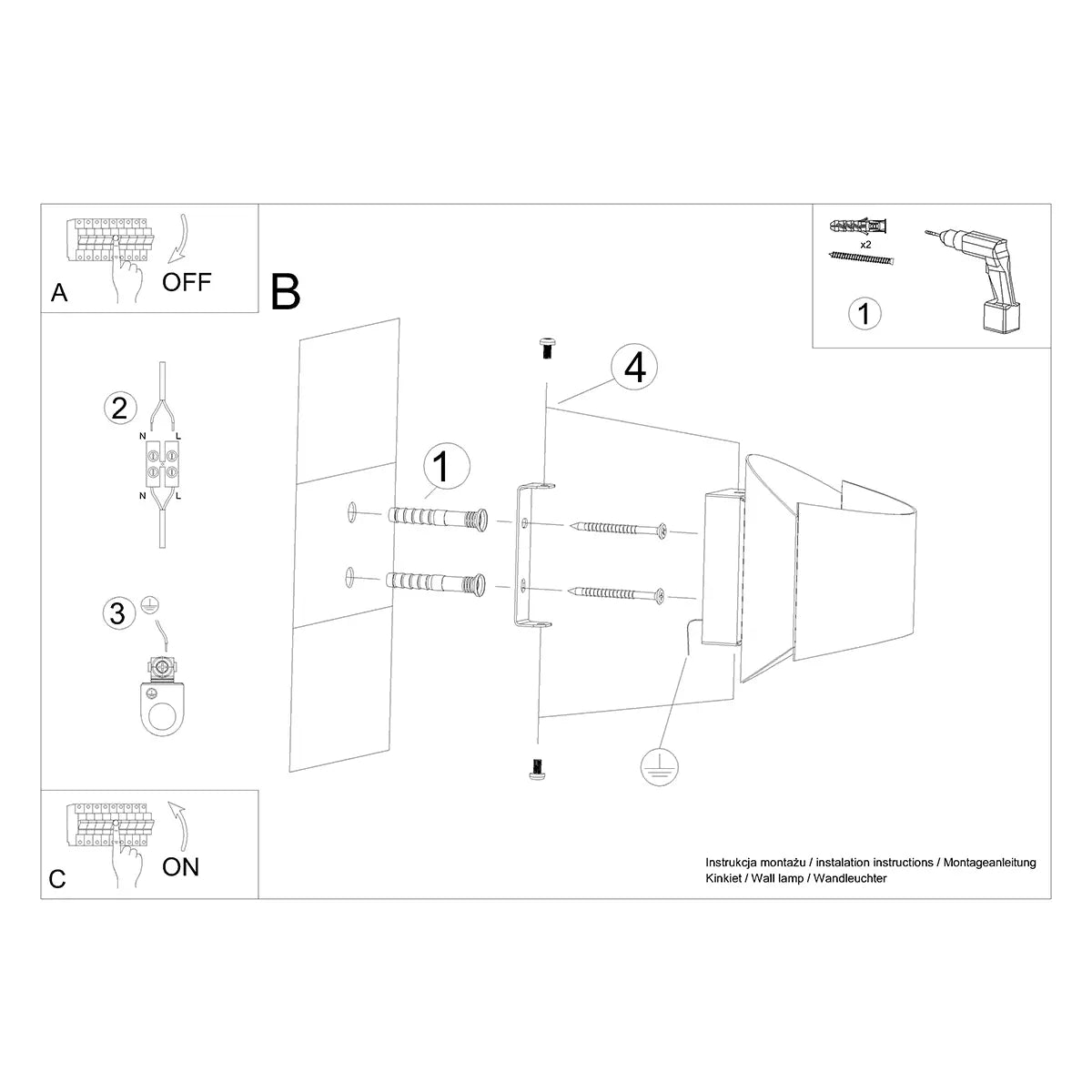 Wandleuchte Art Large – Schwarz & Stahl