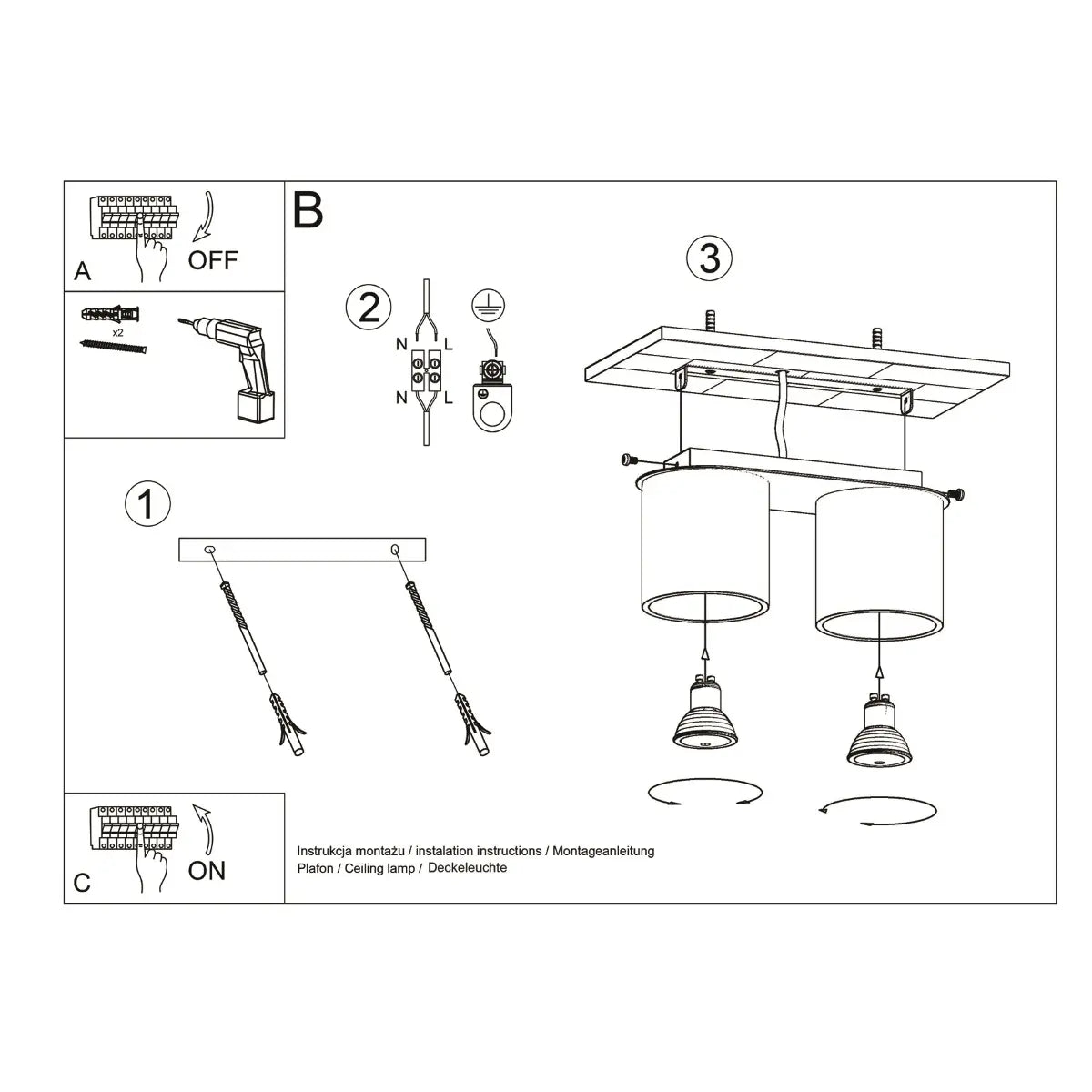 Plafondlamp Rondo Double – Zwart & Aluminium