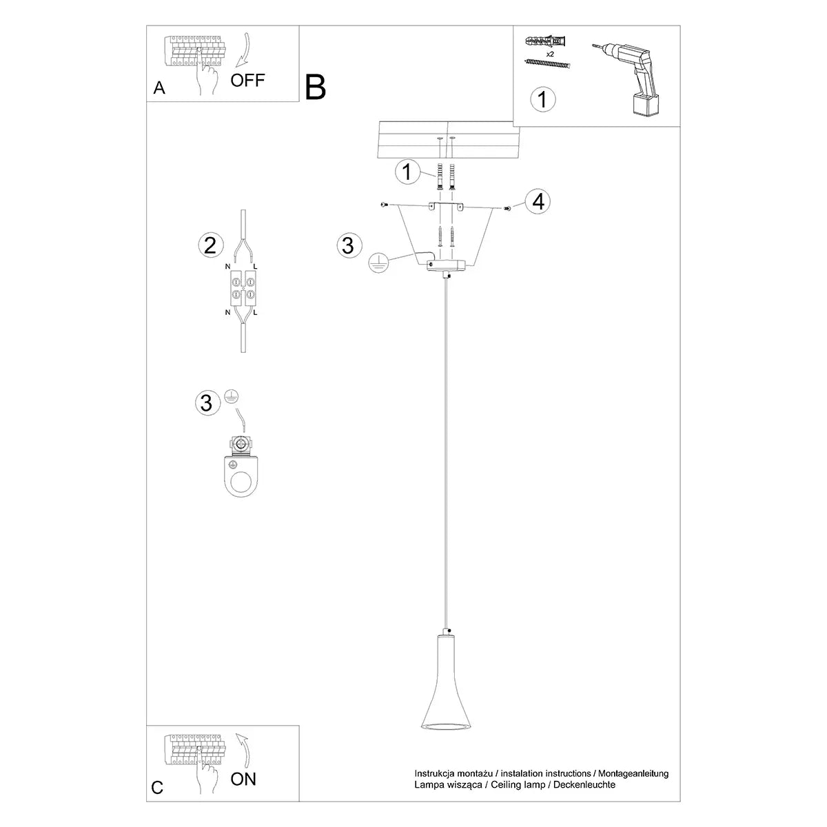 Hanglamp Tab 1 – Grijs & Beton & Zwart Metaal