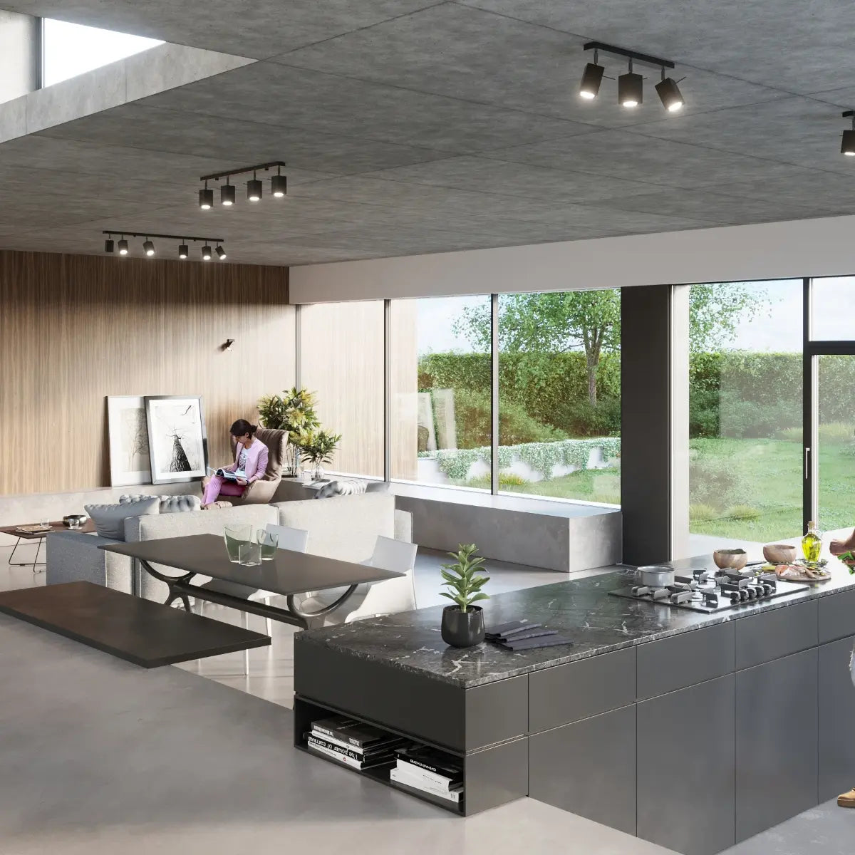 Plafondlamp Square 2 – Zwart Staal