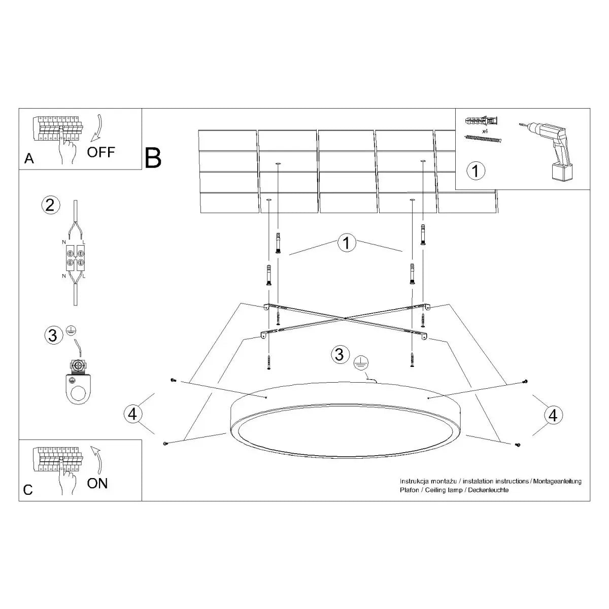 Plafondlamp Ufo Thin 50 – Zwart & Aluminium