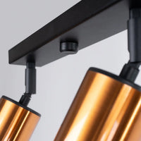 Plafondlamp Tube 4 – Zwart & Koper & Staal