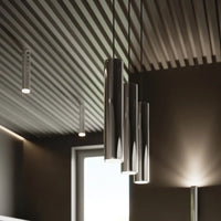 Pendelleuchte Tube 1 – Silber & Stahl