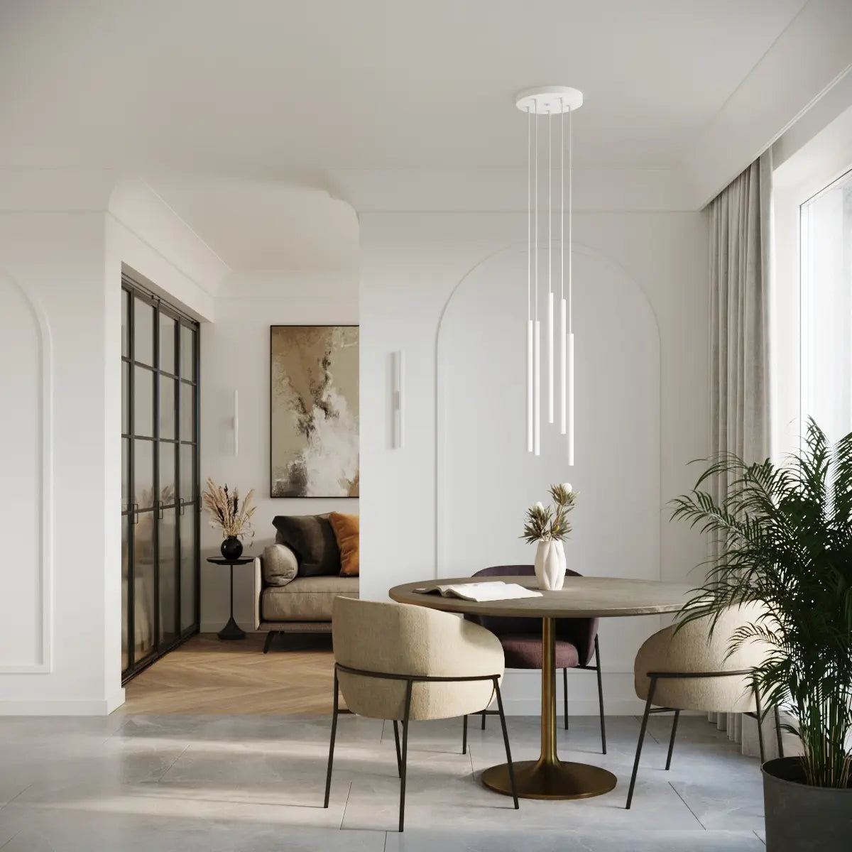 Wandleuchte Matita 50 – Weiß & Stahl