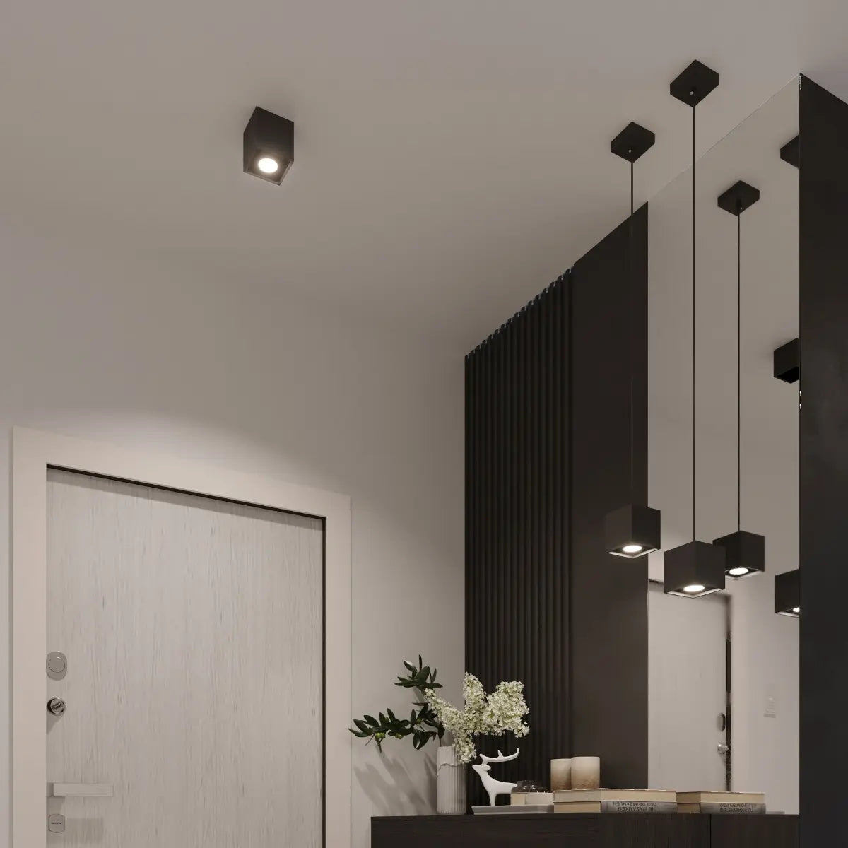 Pendelleuchte Square 1 – Schwarz & Aluminium