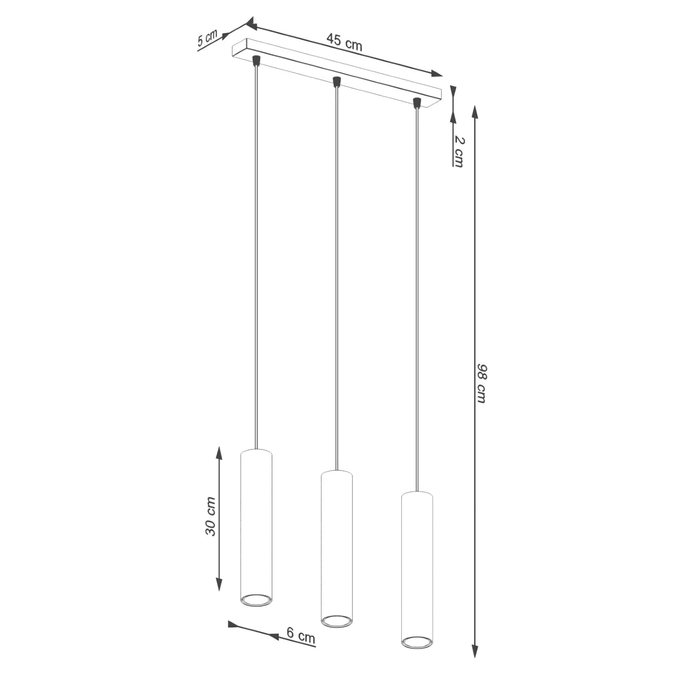 Hanglamp Tube 3 – Okerrood & Staal