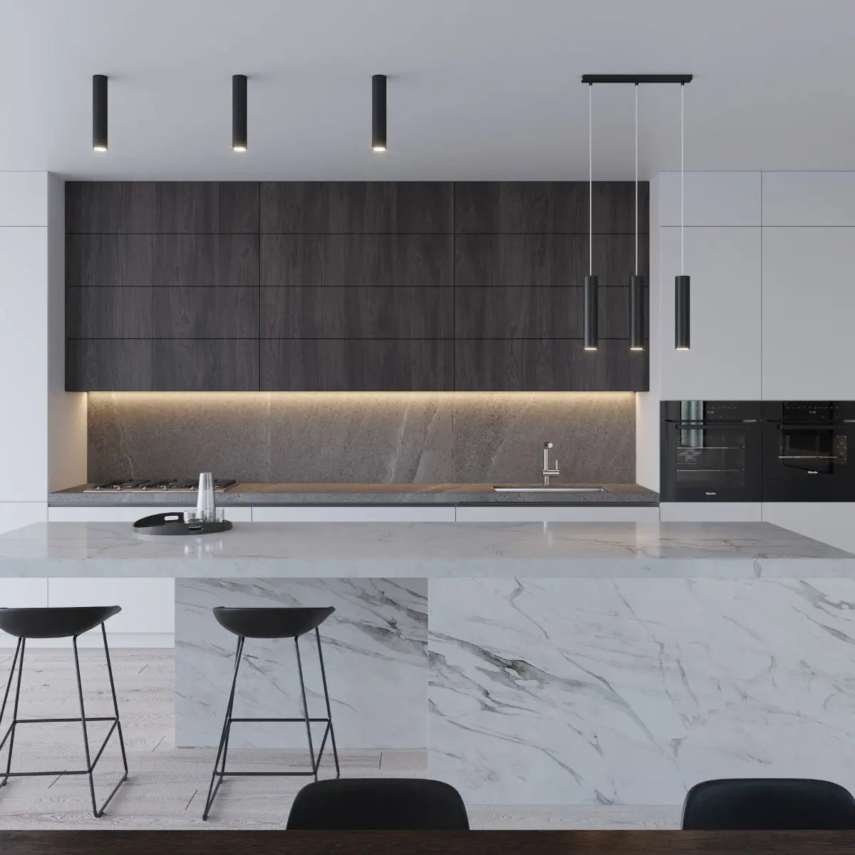 Wandleuchte Tube Black 30 – Schwarz & Stahl