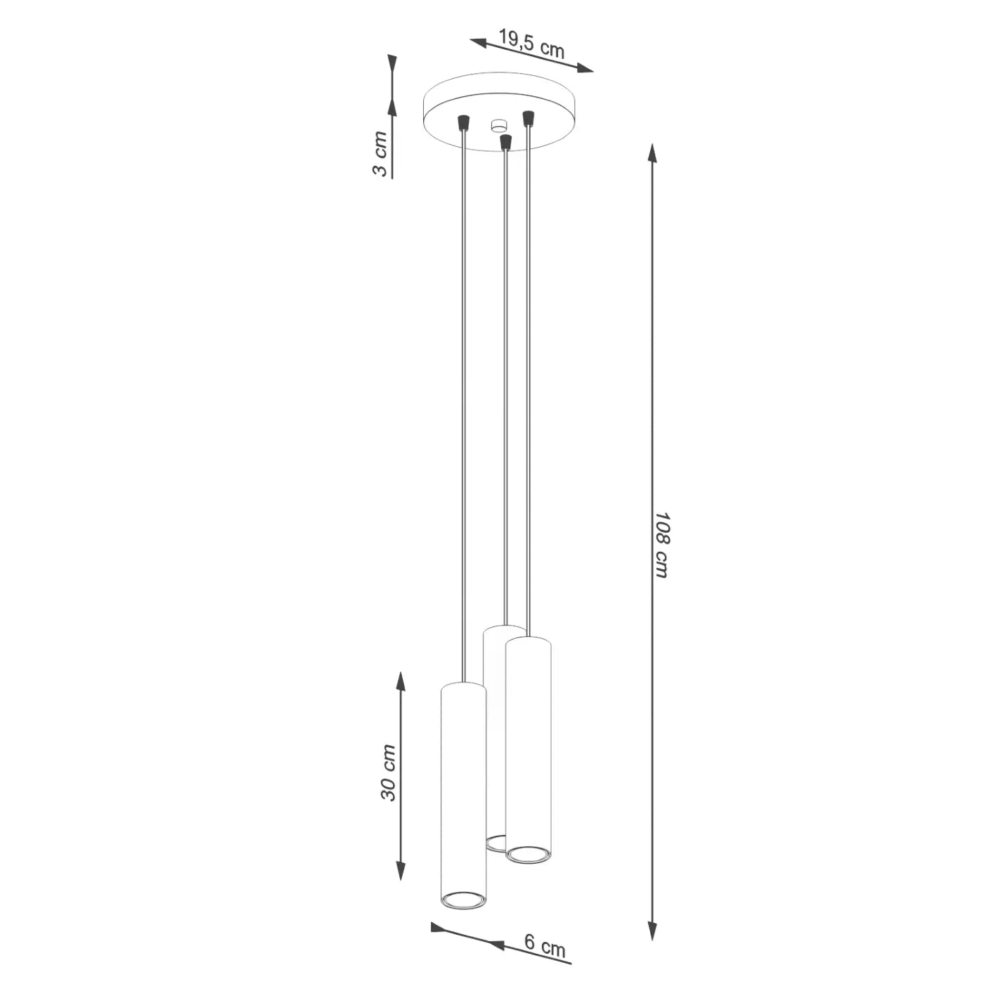Hanglamp Tube 3P – Okerrood & Staal