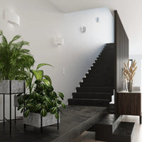 Wandleuchte Ufo 34 – Weiß & Stahl